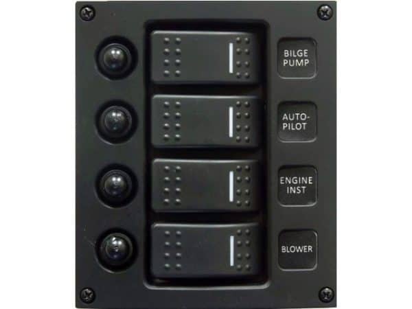 Panel de interruptores curvo Talamex de 4 interruptores, 12/24 voltios