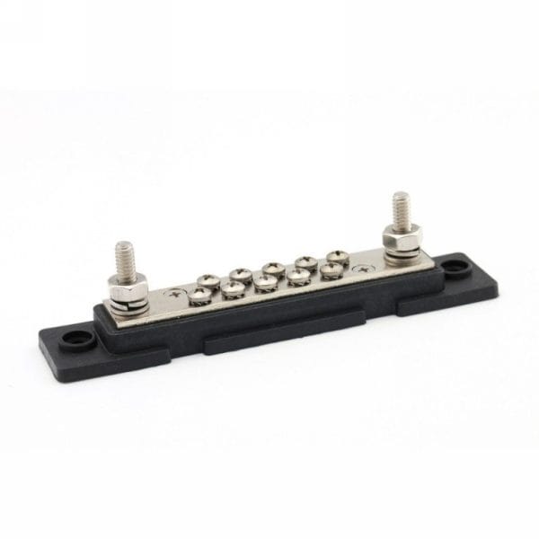 DC verdeelrail inclusief kap zwart 2xM6 + 10xM4