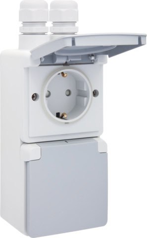 Double prise verticale anti-éclaboussures 16 A/250VC avec double entrée M20