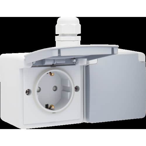 Gniazdo poziome podwójne bryzgoszczelne 16 A/250VC