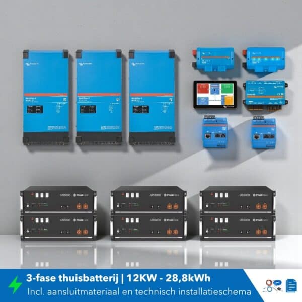 Thuisbatterij set 3 fase 12KW 28