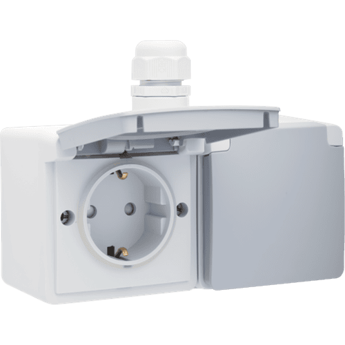 Gniazdo poziome podwójne bryzgoszczelne 16 A/250VC