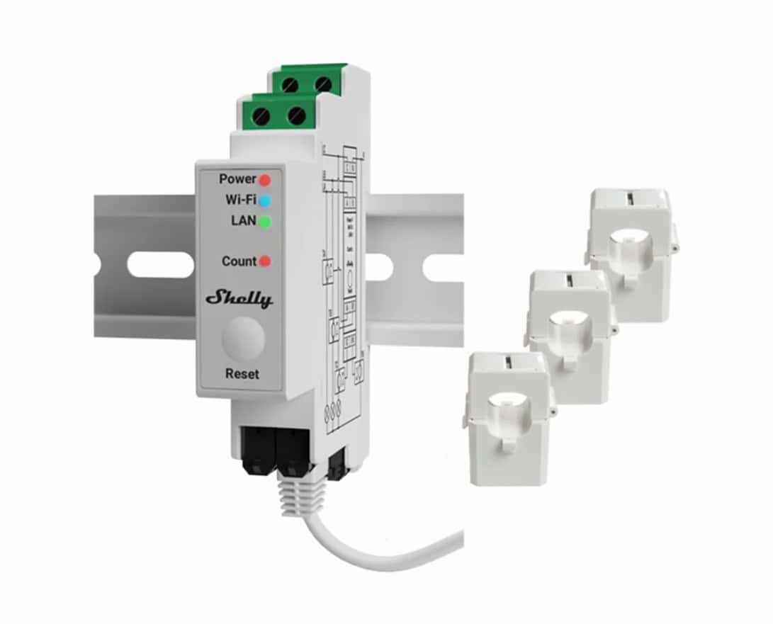 Medidor de energía Shelly Pro 3EM 120A